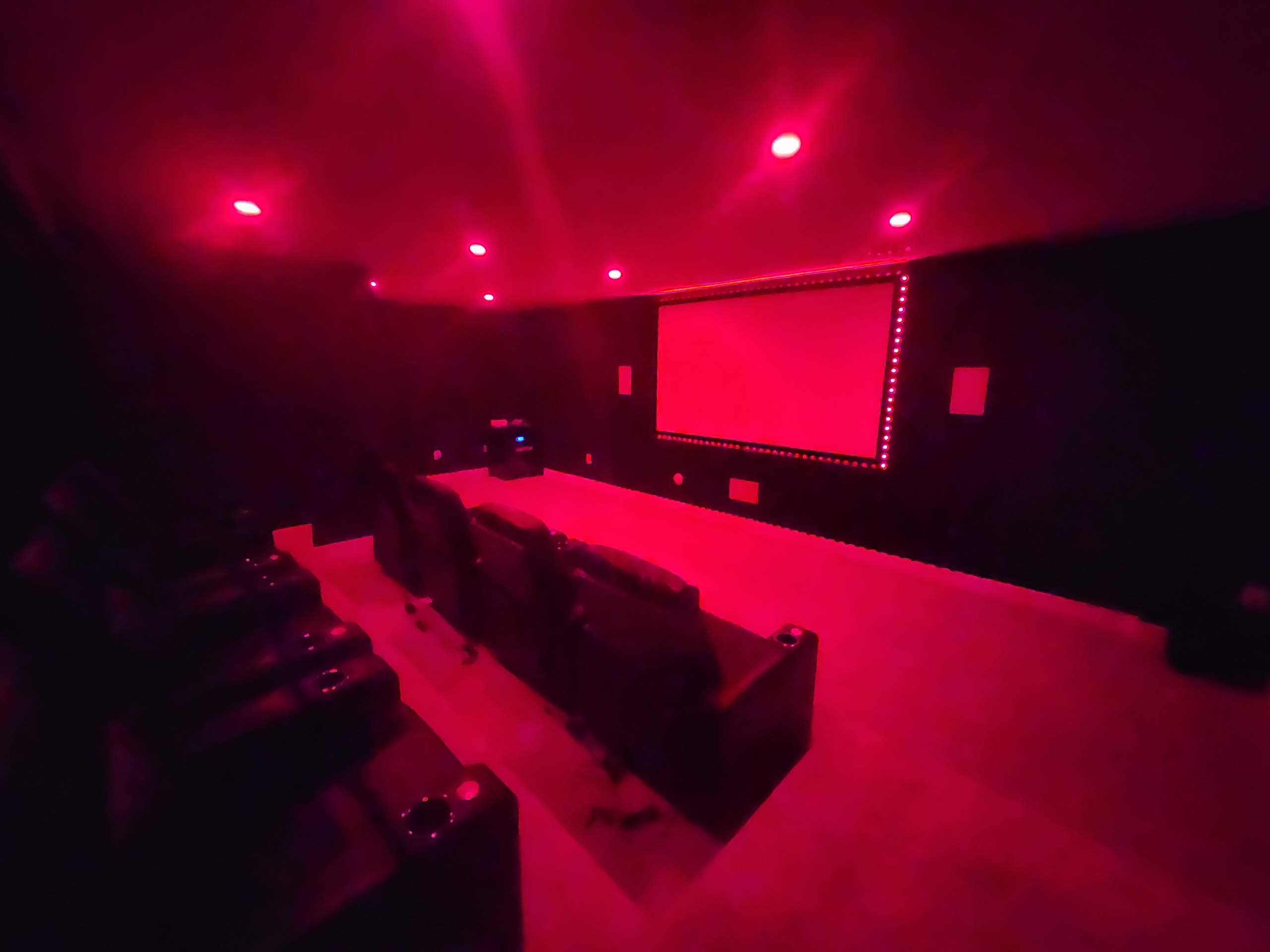Home Theater in Bowie Maryland with red led lights